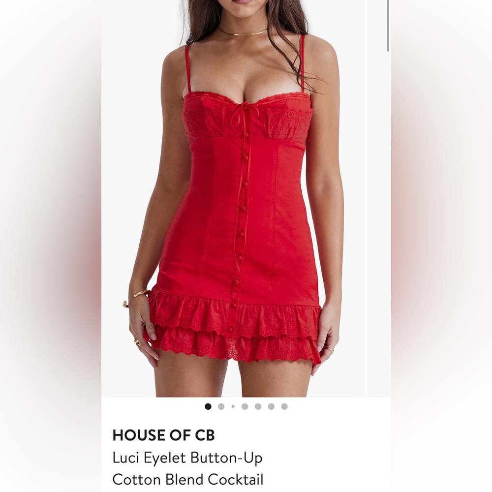 House of CB Red Button-Up Lace Chemise